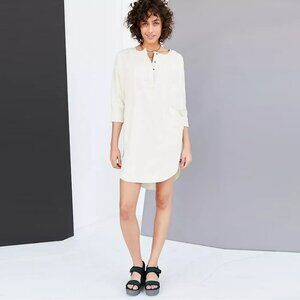 BDG Everly Dolman 3/4 Sleeve Cotton Denim White Mini Dress Size L